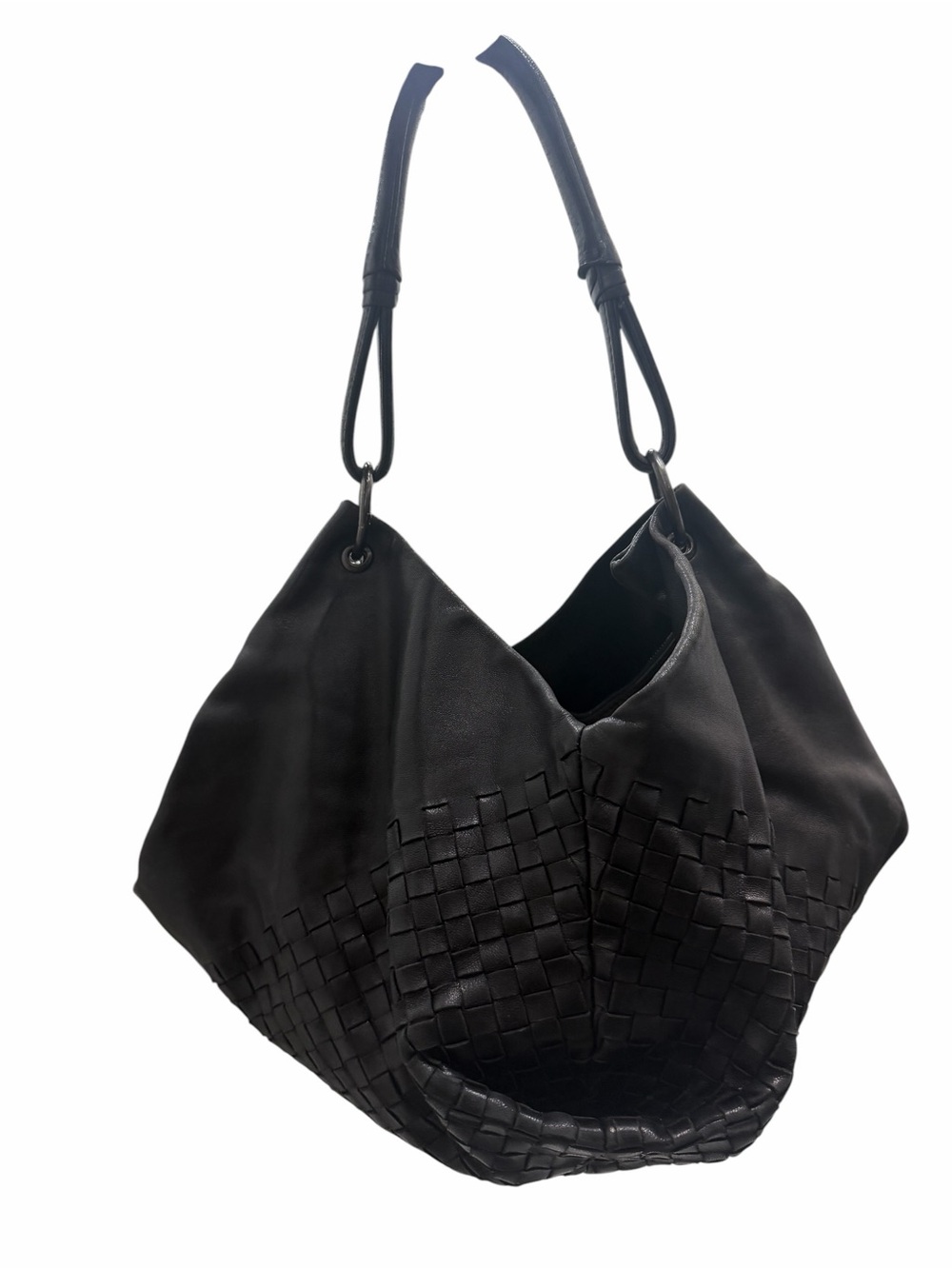 Bottega Veneta Intrecciato Black Nappa Leather Aquilone Fortune Cookie Hobo